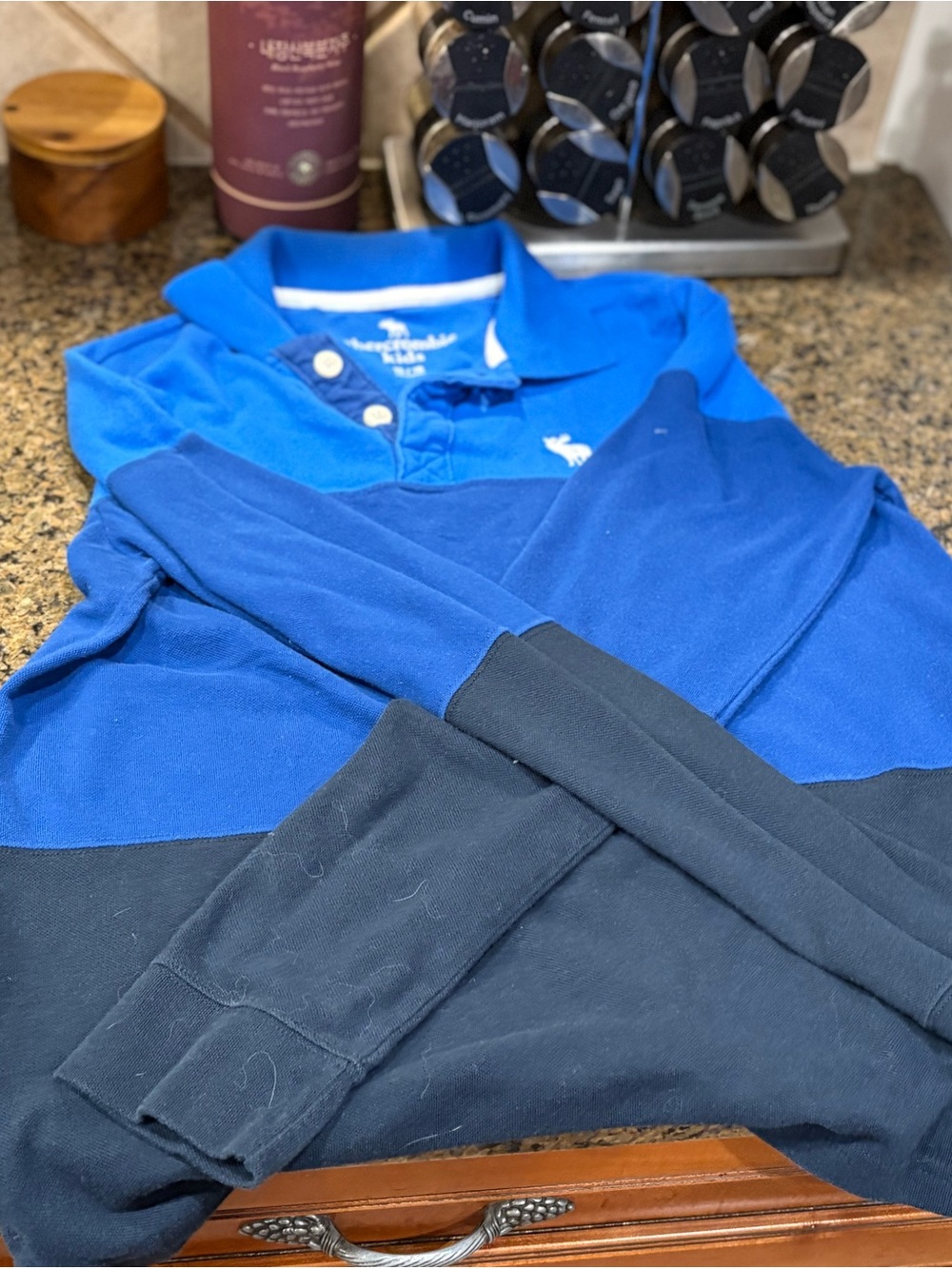 abercrombie kids Blue Polo Shirt with Yellow Accents